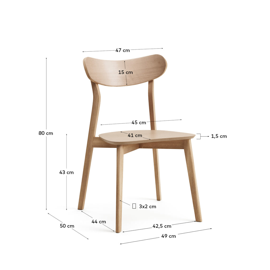 Chaise Safina en placage de chêne et bois d'hévéa