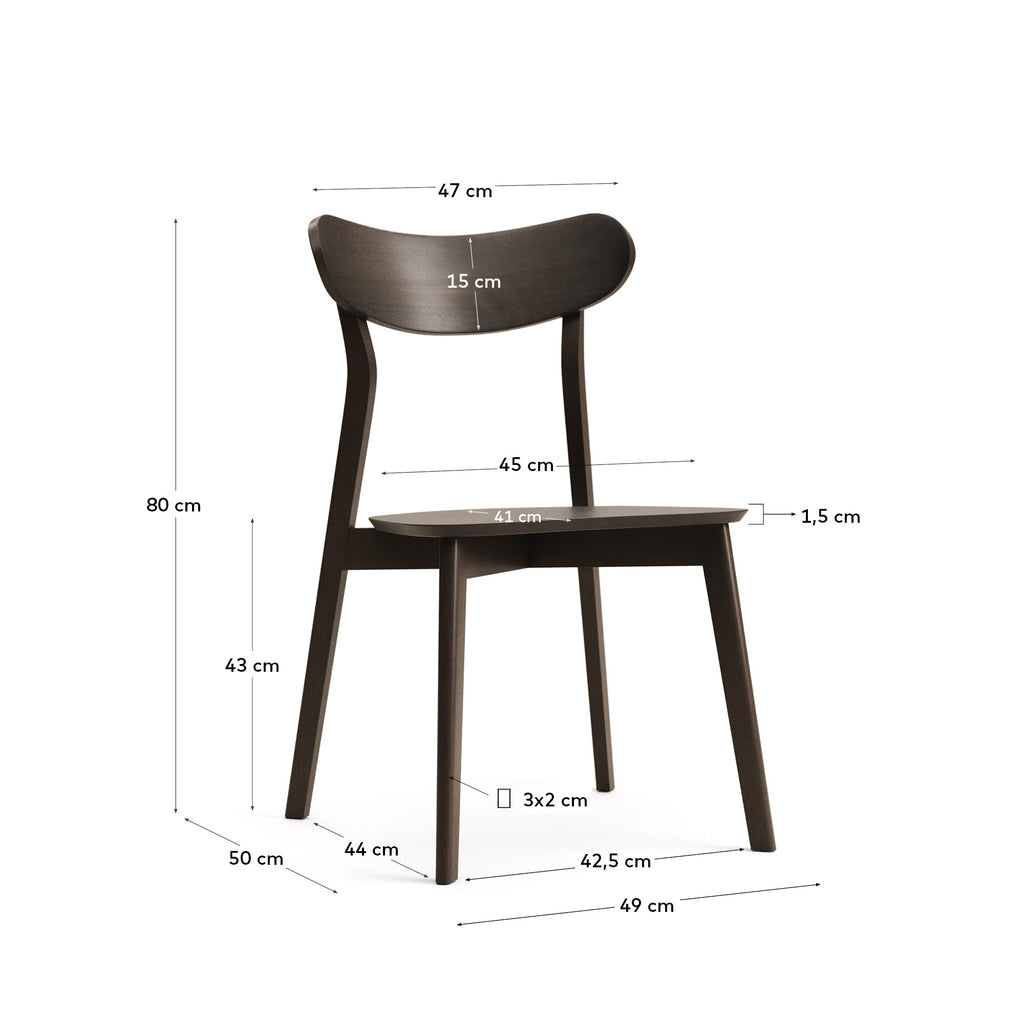 Chaise Safina en placage de frêne et bois d'hévéa