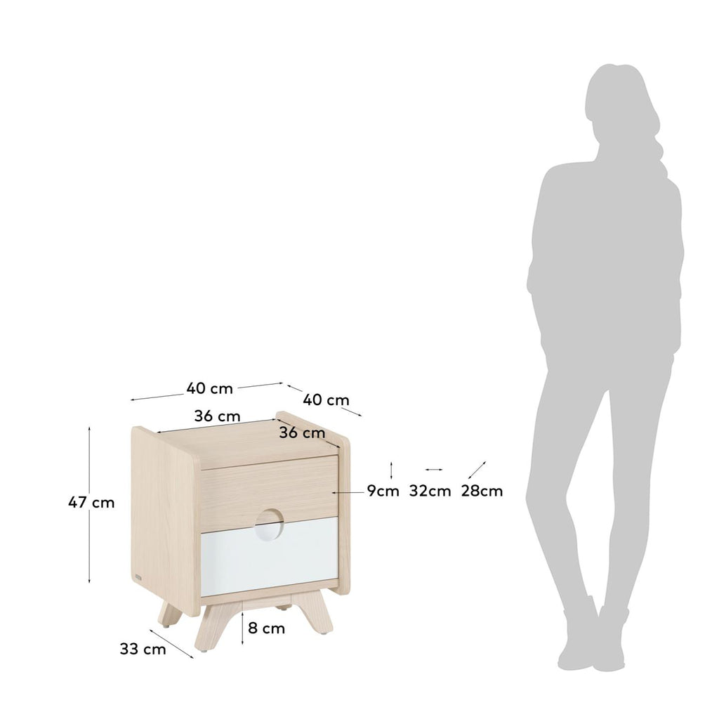 Table de chevet Nunila en contreplaqué de frêne et pieds en frêne 40 x 47 cm