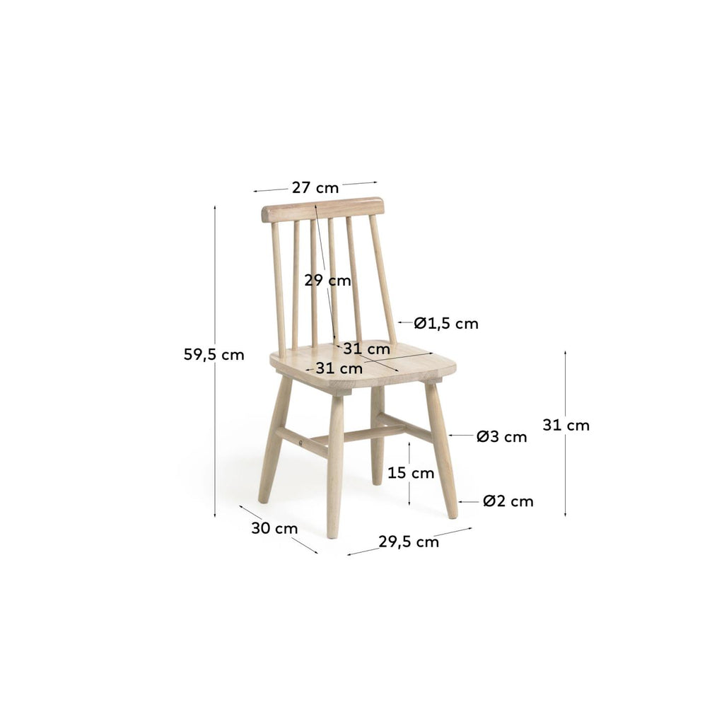 Chaise enfant Tressia bois d'hévéa avec finition naturelle