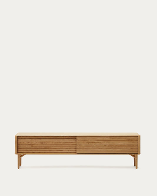 Meuble TV Lenon 2 portes en bois et placage de chêne 200 x 57 cm FSC MIX Credit