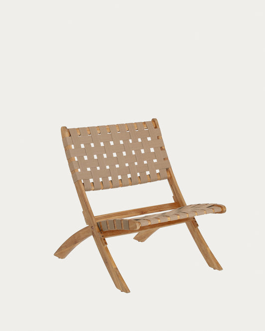 Fauteuil pliant Chabeli en bois d’acacia et corde beige FSC 100%