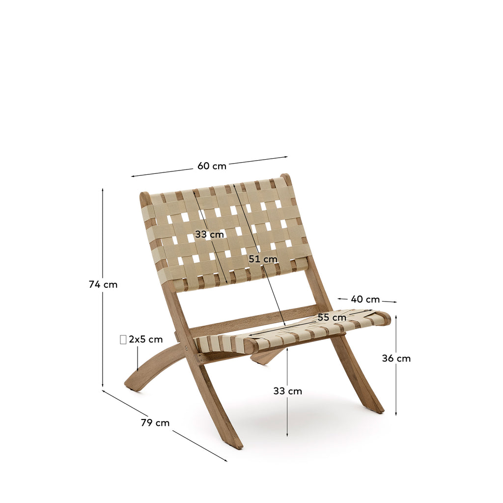 Fauteuil pliable Chabeli bois d'acacia et corde crème FSC 100 %