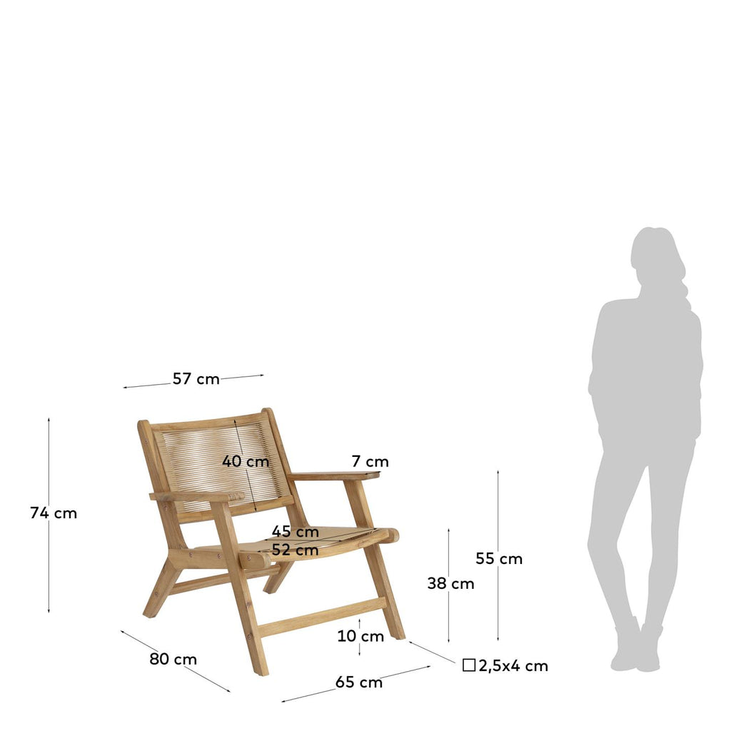Fauteuil Geralda en bois d’acacia avec finition naturelle FSC 100 %