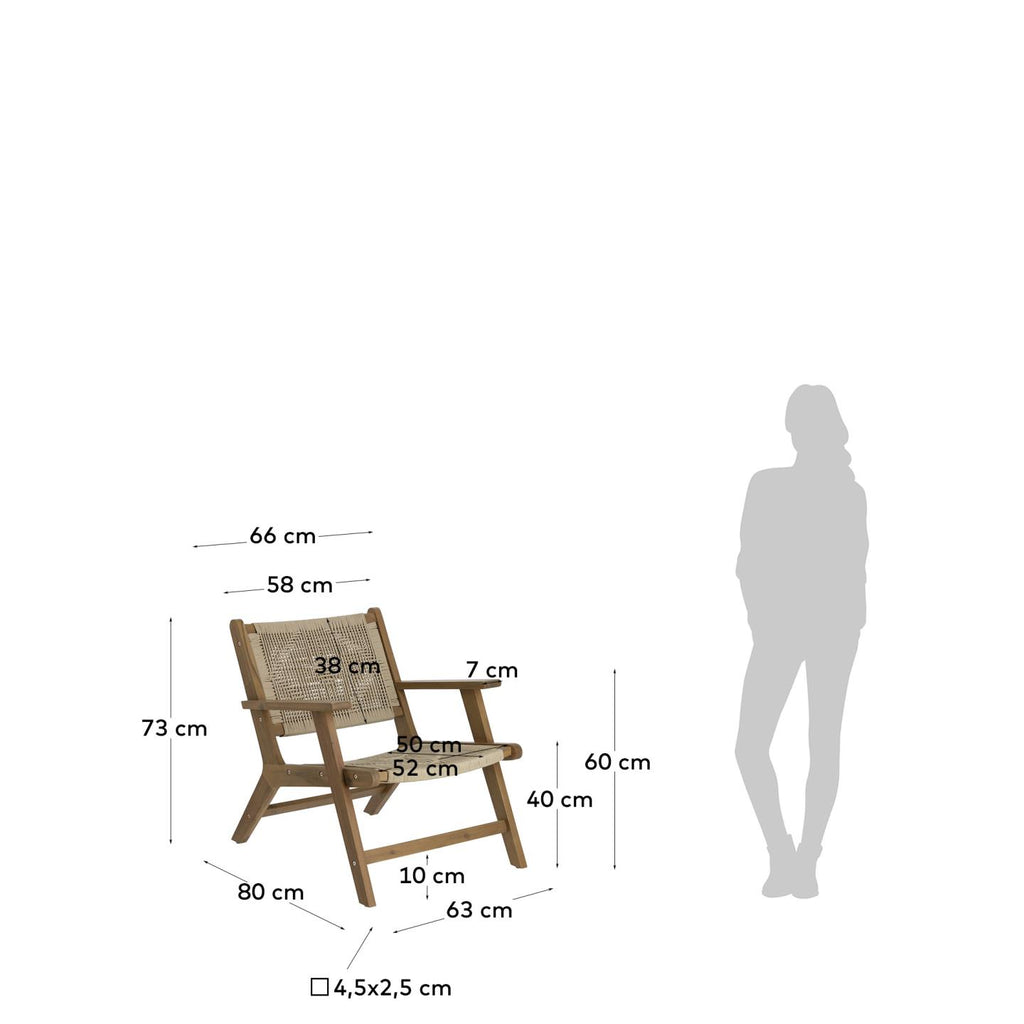 Fauteuil Geralda en bois d’acacia avec finition foncée FSC 100 %