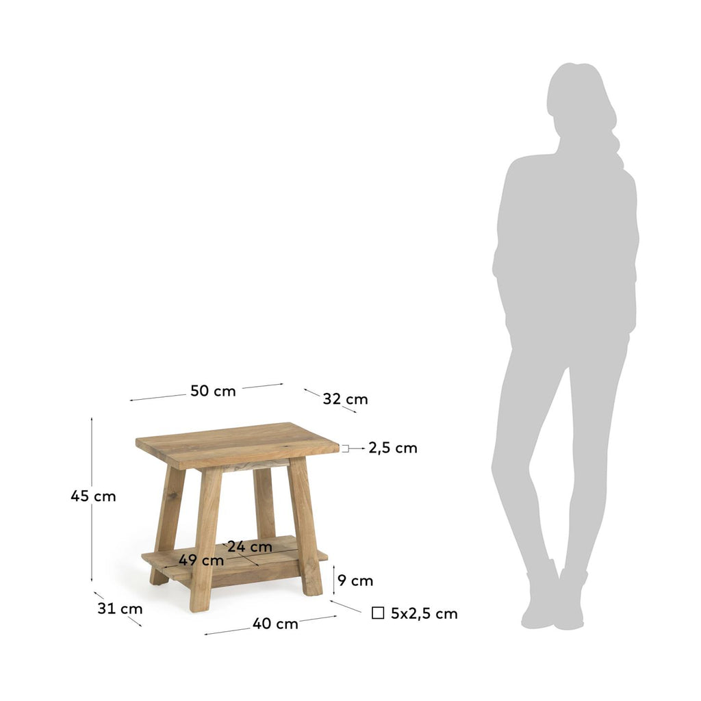 Repose-pieds Safara bois de tek recyclé 50 x 32 cm