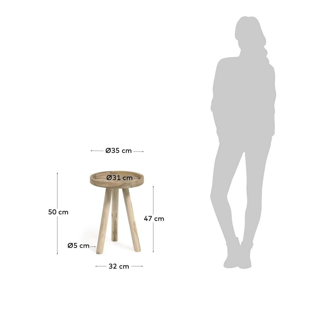 Table d'appoint ronde Glenda en bois de teck Ø 35 cm