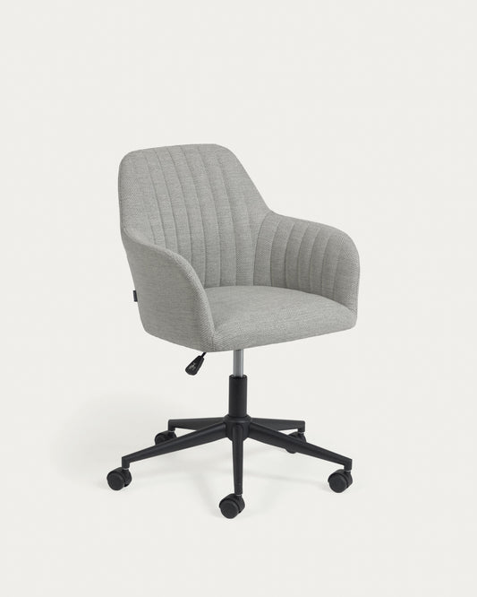 Chaise de bureau Madina gris clair et pieds en acier noir mat