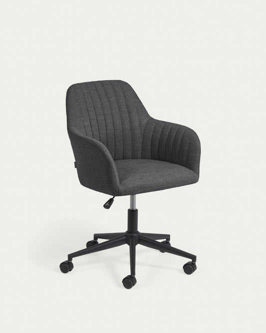 Chaise de bureau Madina gris foncé et pieds en acier noir mat