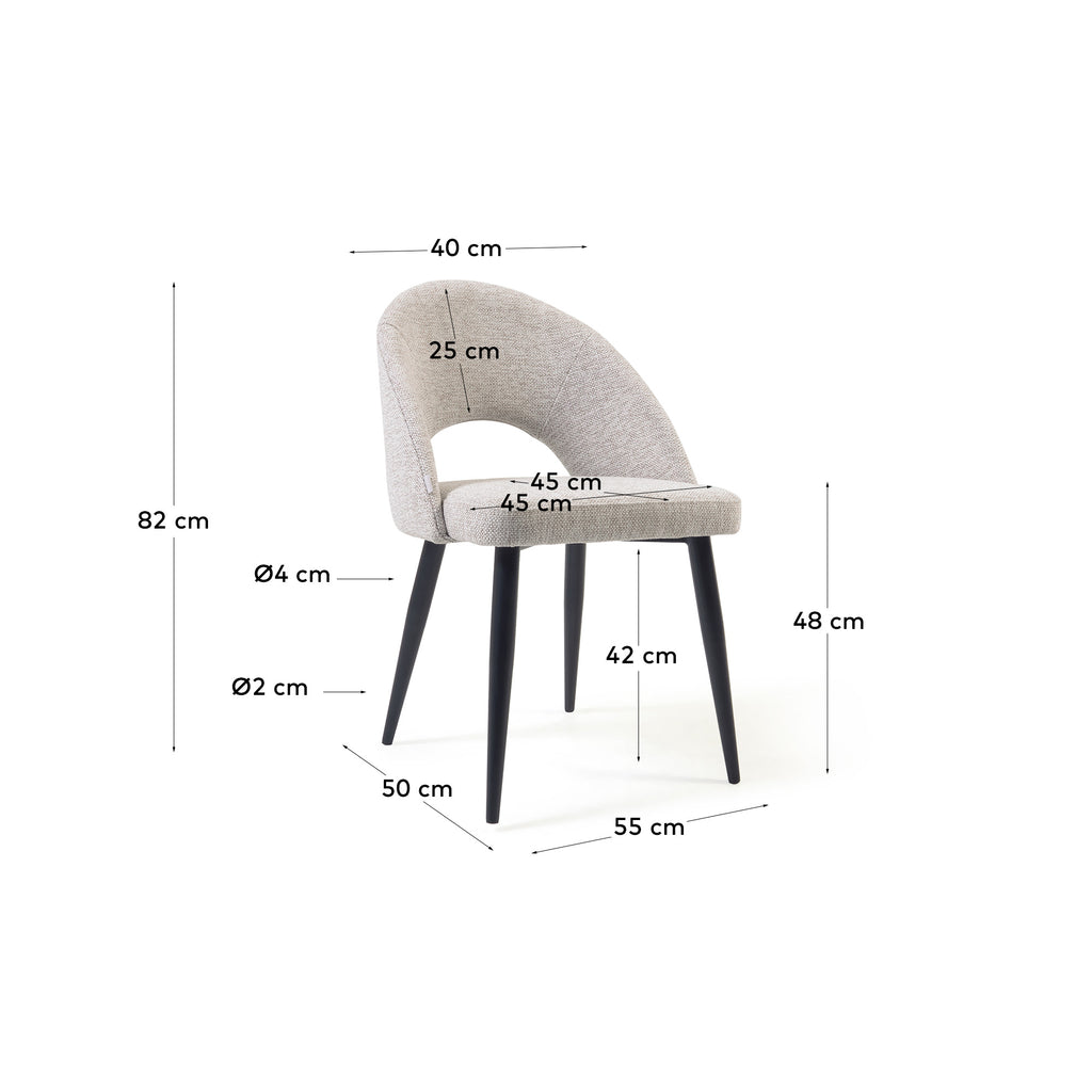 Chaise Mael beige et pieds en acier finition noire FSC 100%