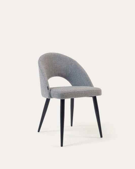 Chaise Mael gris clair et pieds en acier noir FSC 100%