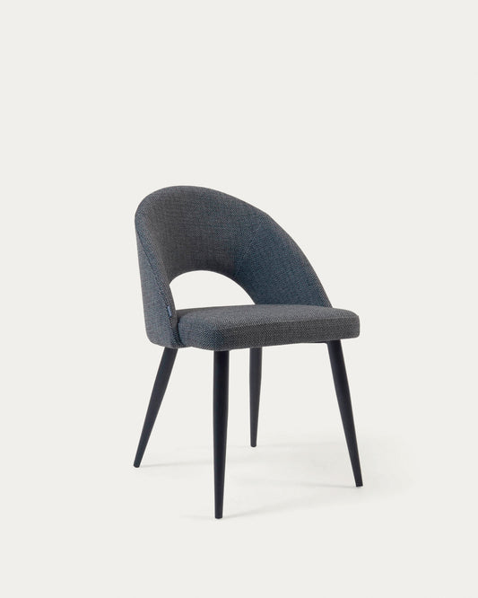Chaise Mael gris foncé et pieds en acier noir FSC 100%