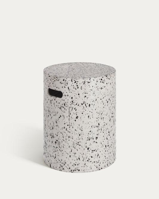 Repose-pieds de jardin Jenell en terrazzo blanc de Ø 35 cm