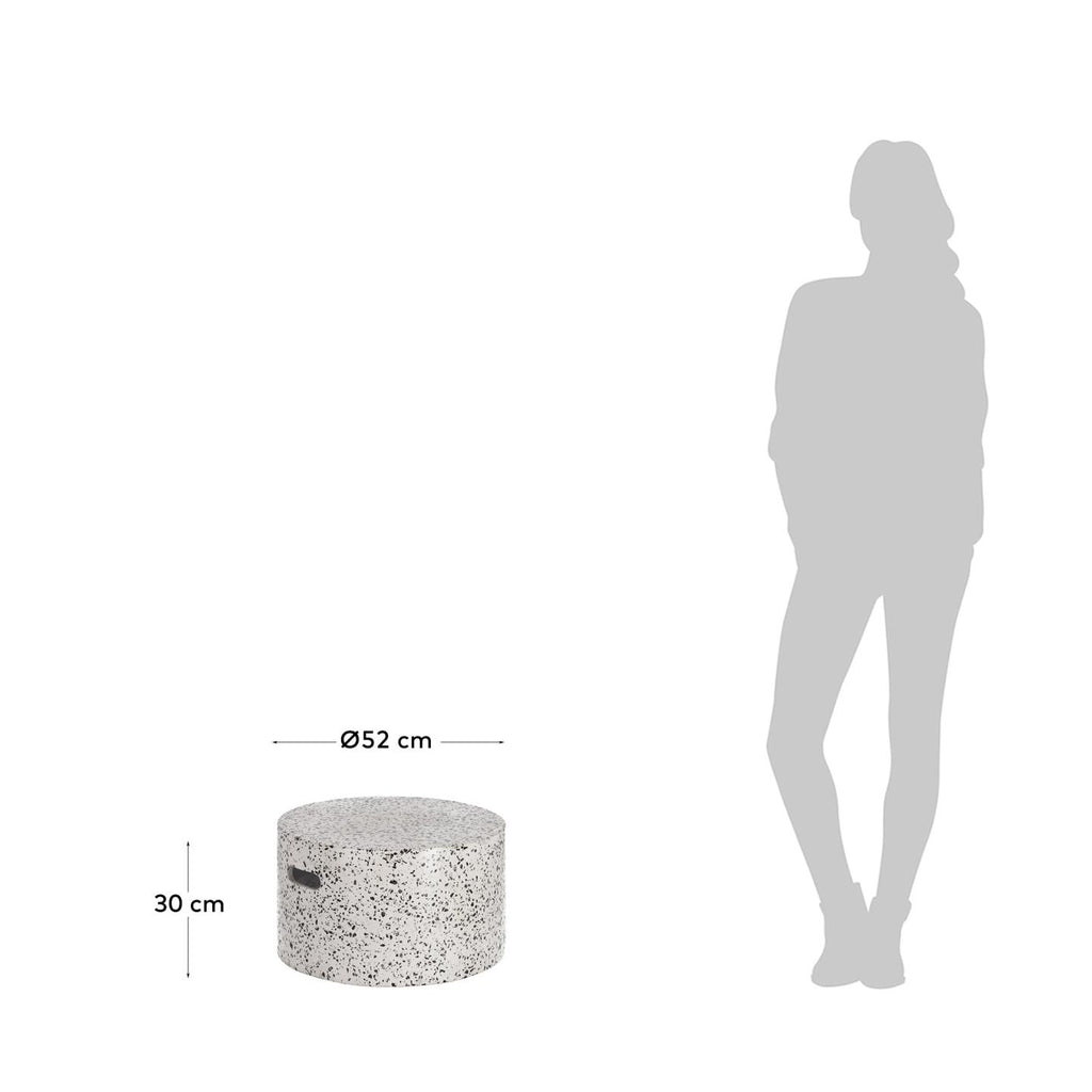 Table basse de jardin Jenell en terrazzo blanc de Ø 52 cm