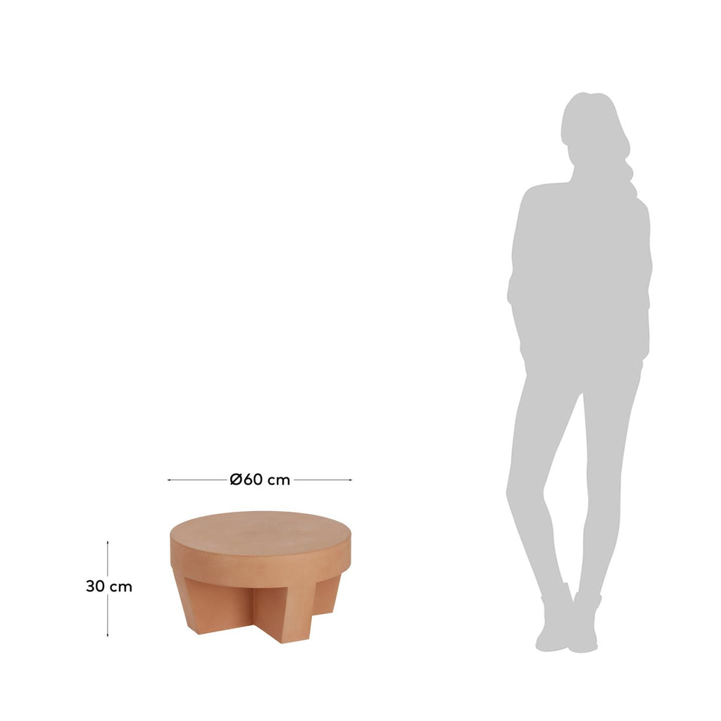 Table basse ronde Vilena en terre cuite de Ø 60 cm