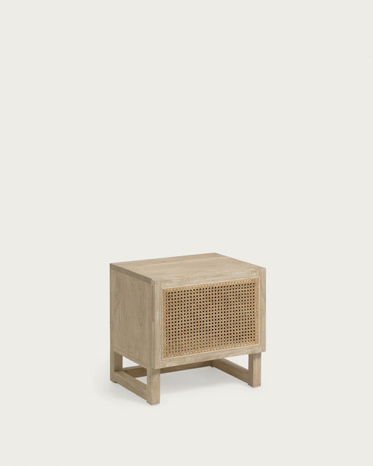 Table de chevet Rexit bois et contreplaqué de Mindy avec rotin 50 x 48 cm