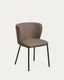 Chaise Ciselia ignifuge en chenille marron clair et pieds en acier avec finition noire FSC Mix Credit