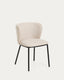 Chaise Ciselia ignifuge en chenille beige avec pieds en acier noir FSC Mix Credit