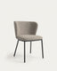 Chaise Ciselia bouclette gris et pieds en acier avec finition noire FSC Mix Credit