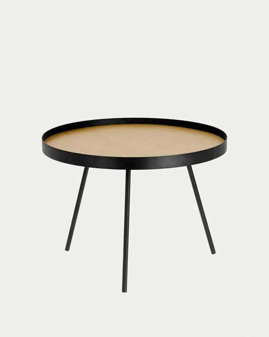 Table d’appoint Nenet en MDF effet chêne et structure en acier noir Ø 60 cm