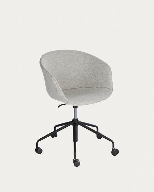 Chaise de bureau Yvette gris clair et pieds en acier noir