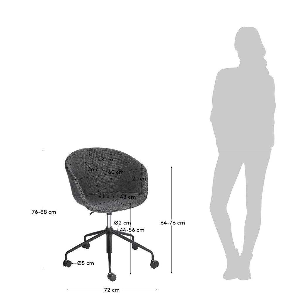 Chaise de bureau Yvette gris foncé