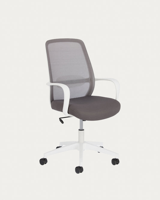Chaise de bureau Melva grise et pieds en acier blanc
