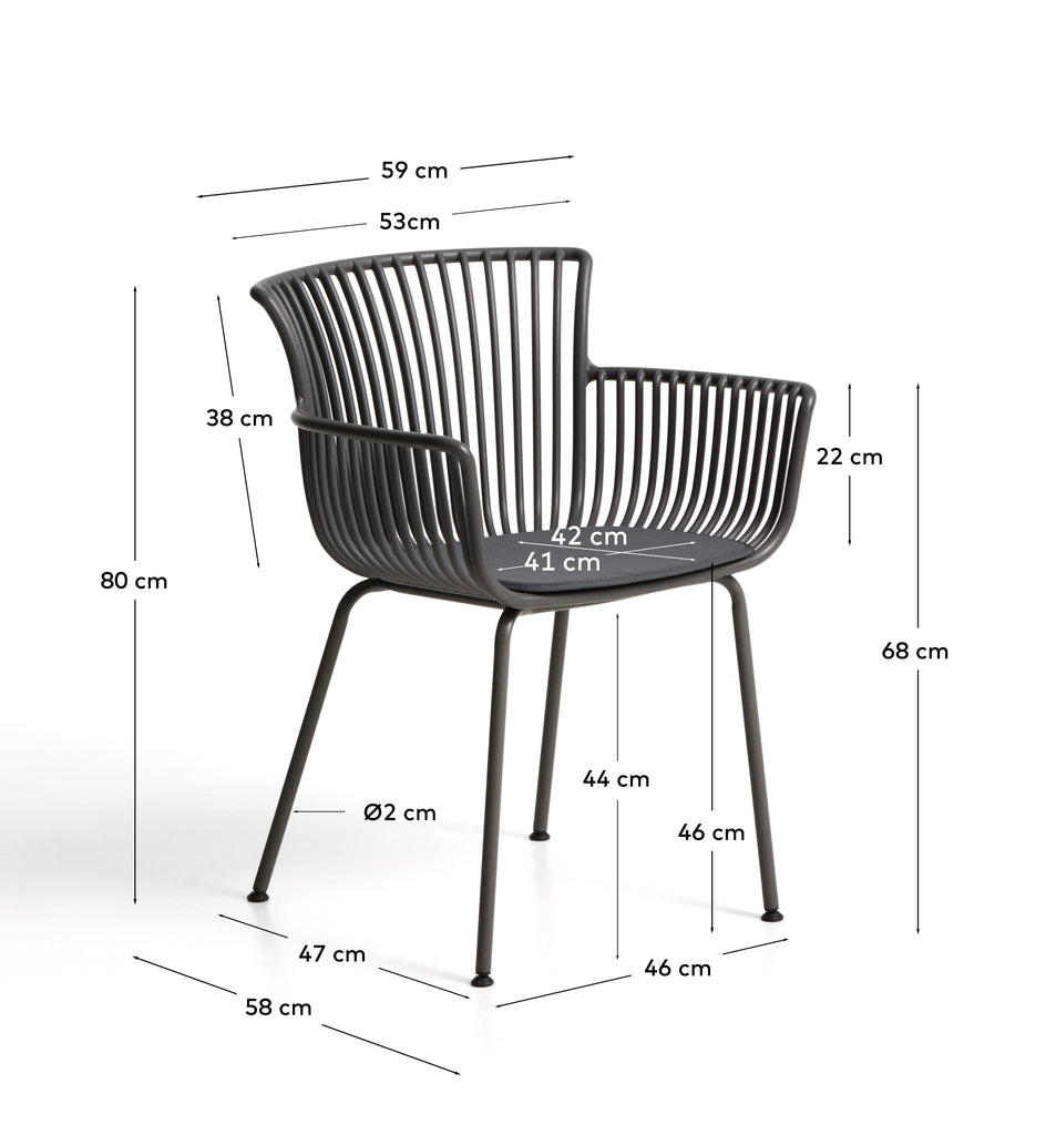 Chaise d’extérieur Surpika avec pieds en acier graphite