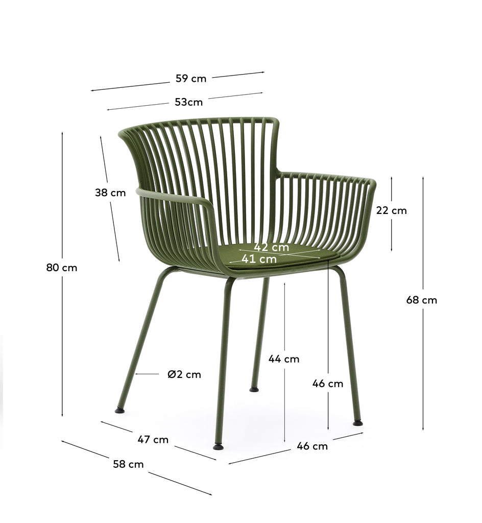 Chaise d’extérieur Surpika avec pieds en acier vert