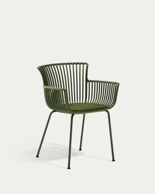 Chaise d’extérieur Surpika avec pieds en acier vert