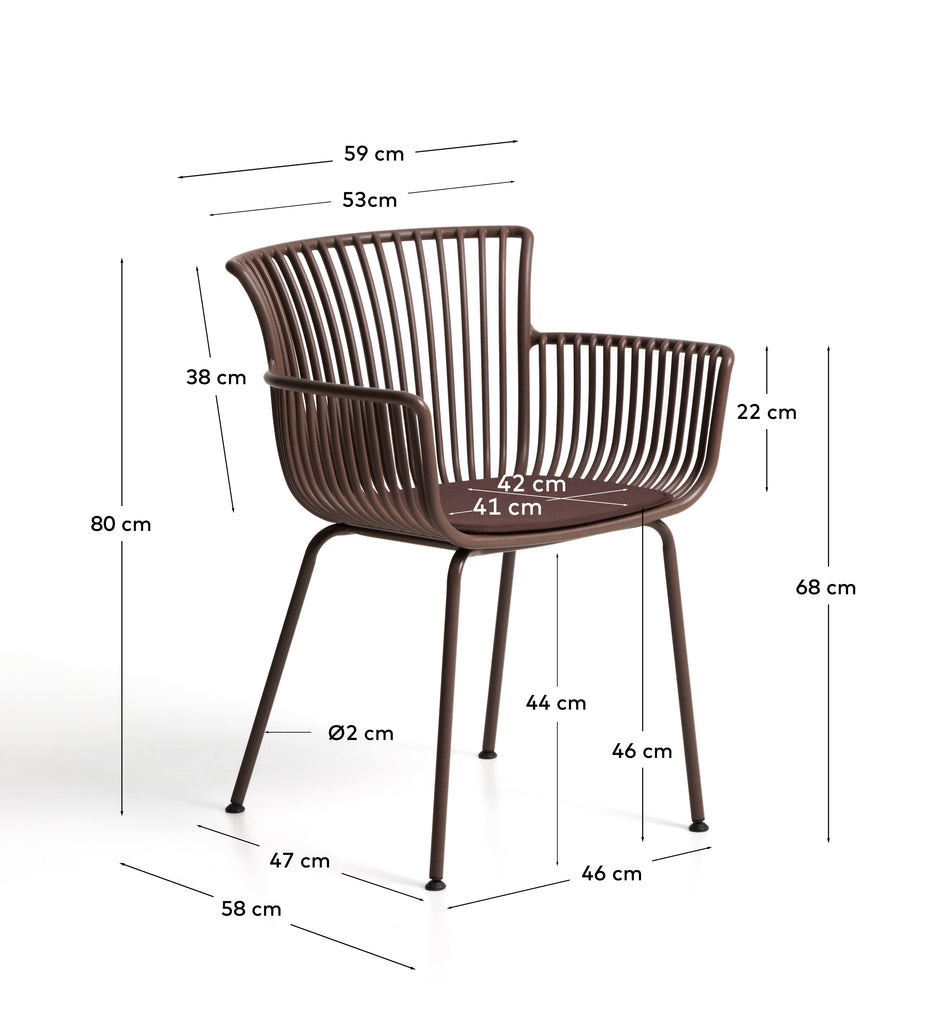 Chaise d’extérieur Surpika avec pieds en acier marron