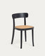 Chaise Romane bois de hêtre noir avec placage de frêne et rotin