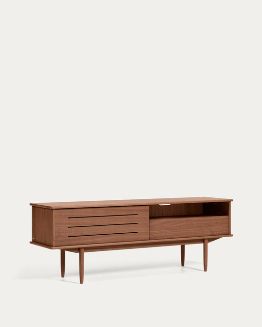 Meuble TV Carolin 1 porte et 1 tiroir placage de noyer 180 x 63,5 cm