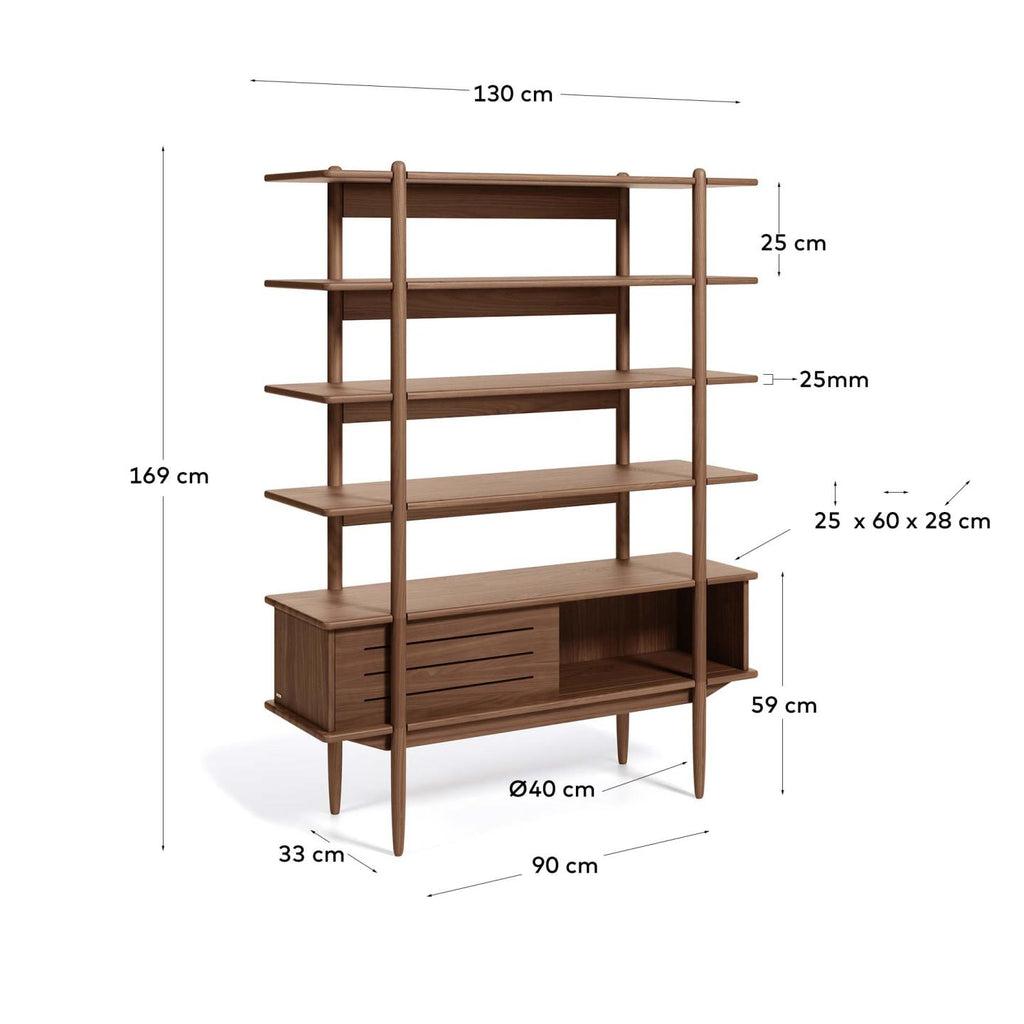 Étagère Carolin en bois plaqué de noyer 130 x 169 cm
