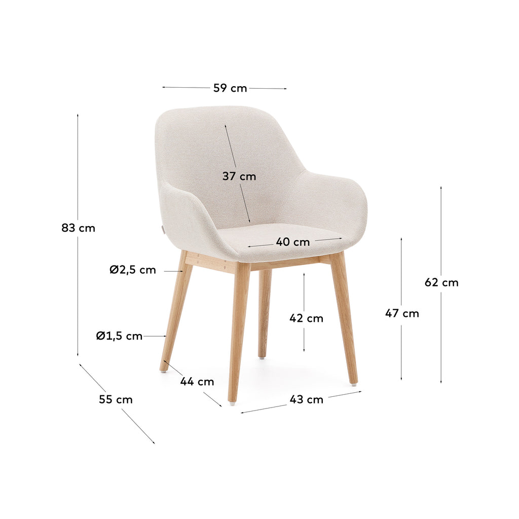 Chaise Konna beige et pieds en bois de frêne  finition naturelle