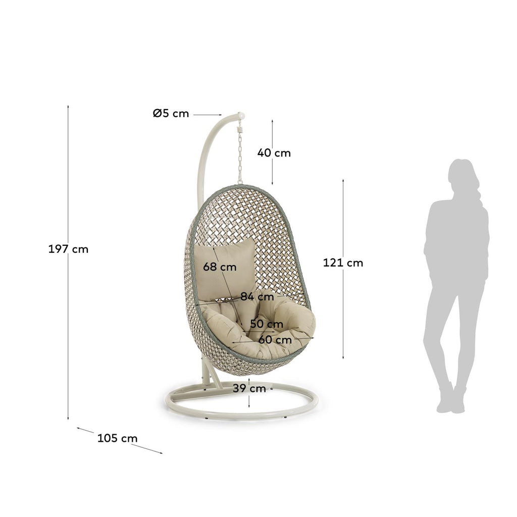 Fauteuil suspendu Cira gris clair sur pied multicolore