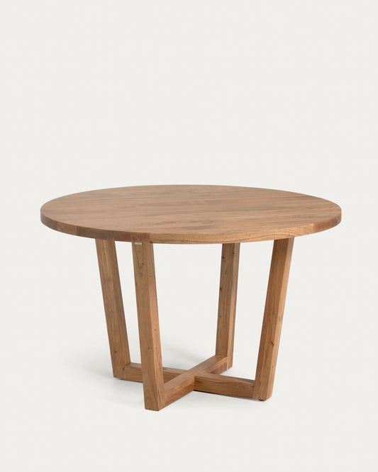Table ronde Nahla en bois massif d’acacia avec finition ton naturel Ø 120 cm FSC 100 %