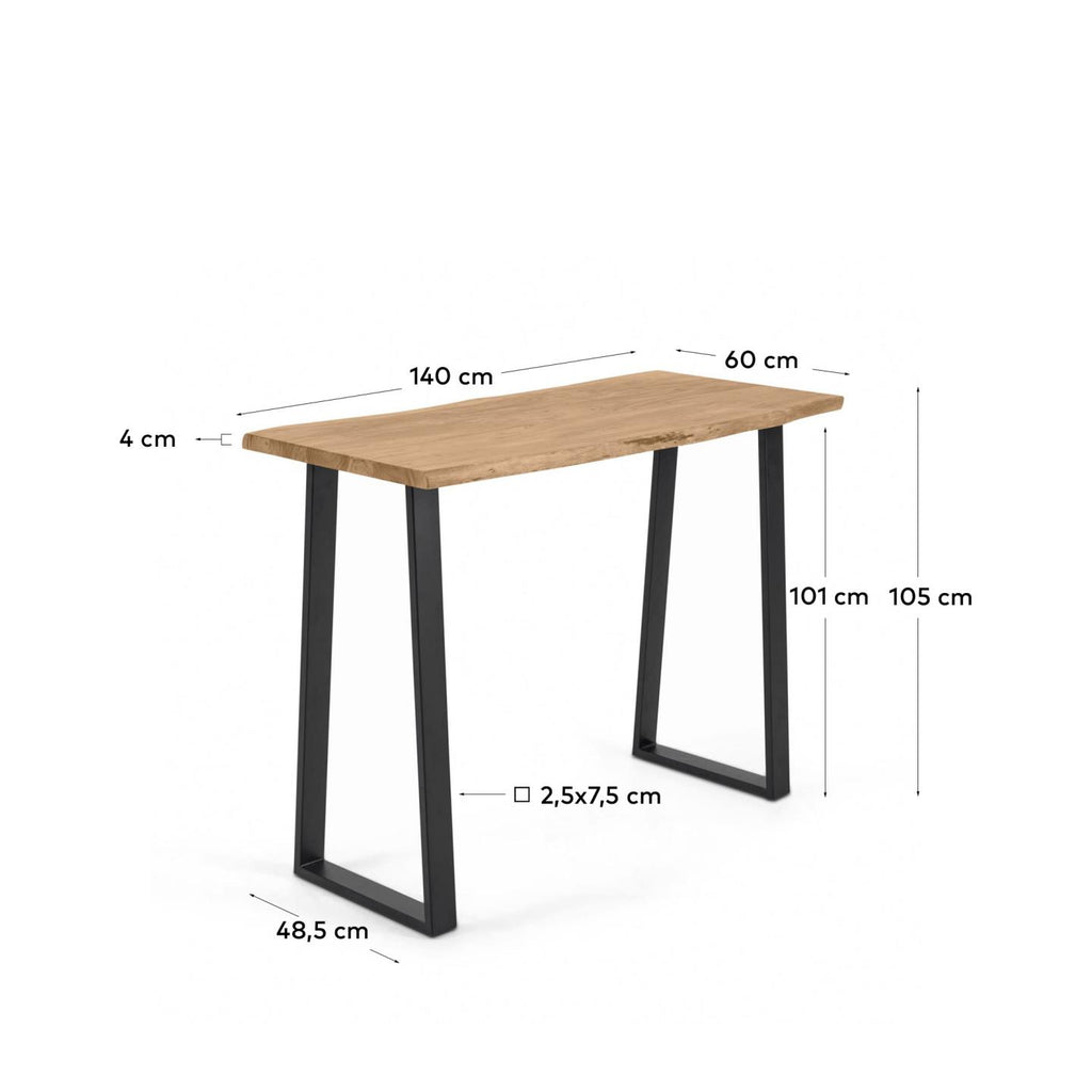 Table haute Alaia en bois d'acacia finition naturelle 140 x 60cm