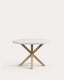 Table ronde Argo en mélaminé finition blanche et pieds en acier effet bois Ø 120 cm