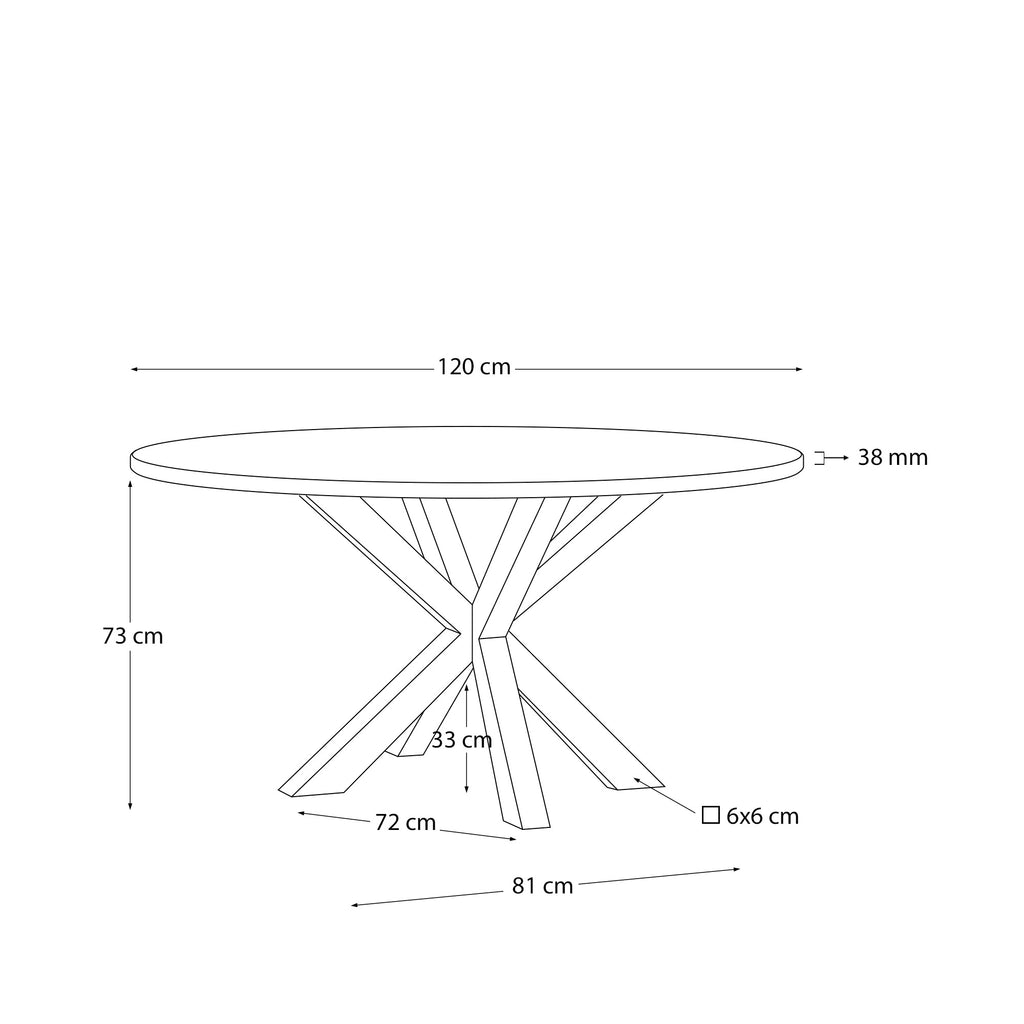 Table ronde Argo en bois d’acacia et pieds en acier effet bois Ø 120 cm