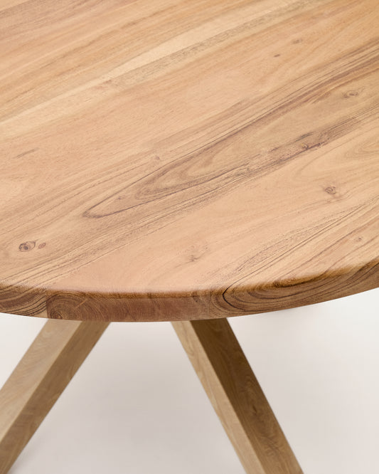 Table ronde Argo en bois d’acacia et pieds en acier effet bois Ø 120 cm
