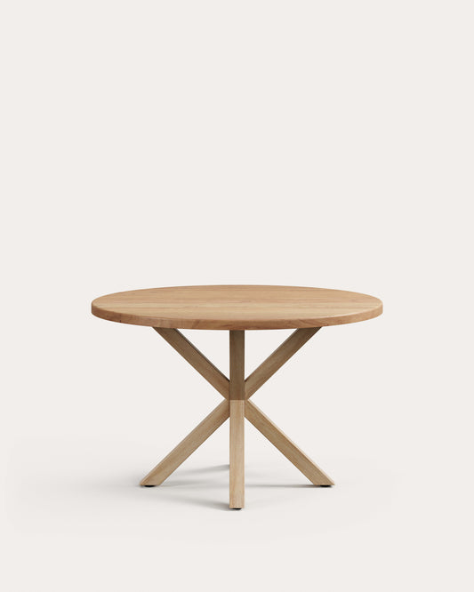 Table ronde Argo en bois d’acacia et pieds en acier effet bois Ø 120 cm
