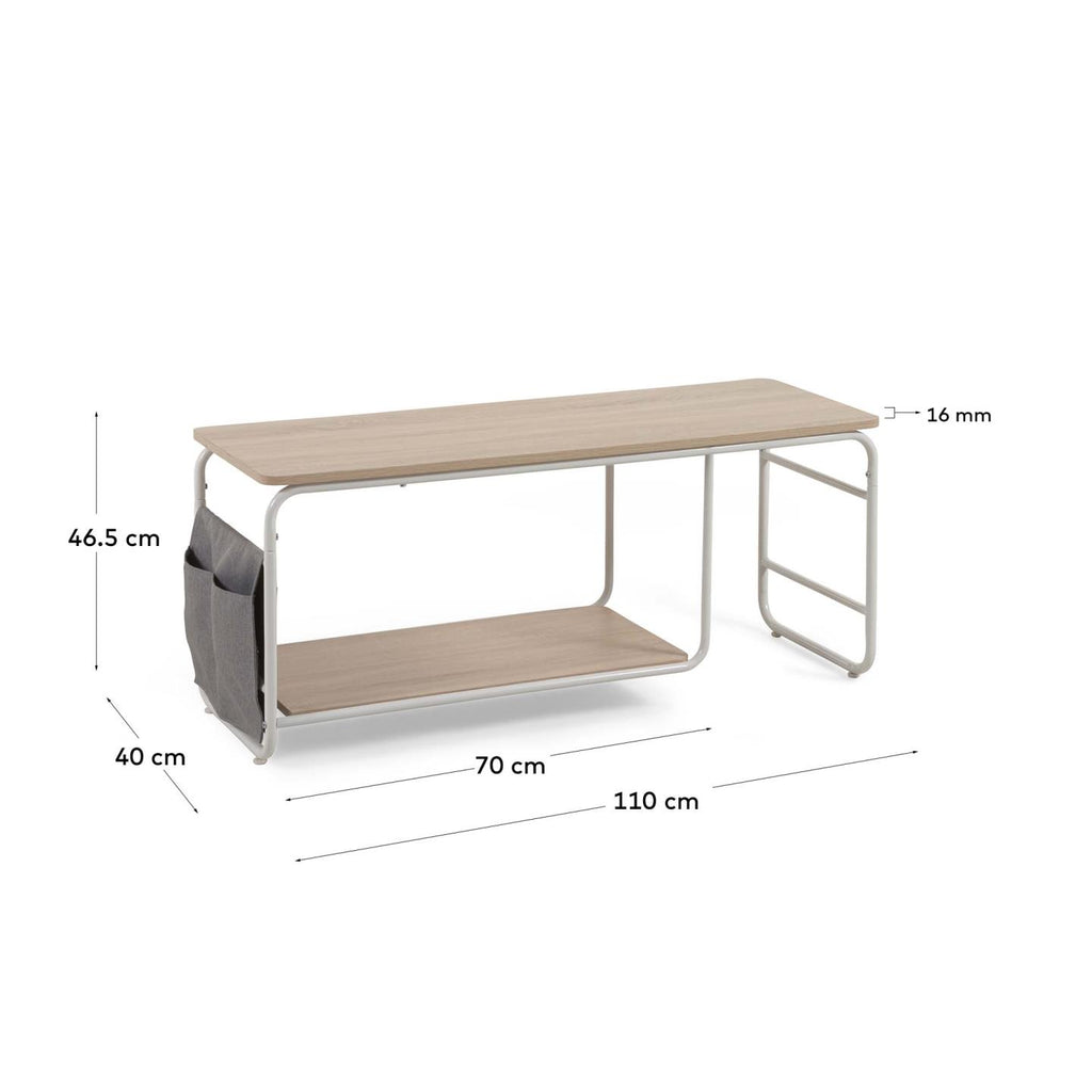 Meuble TV Yamina en mélaminé et acier peint en blanc 110 x 46 cm