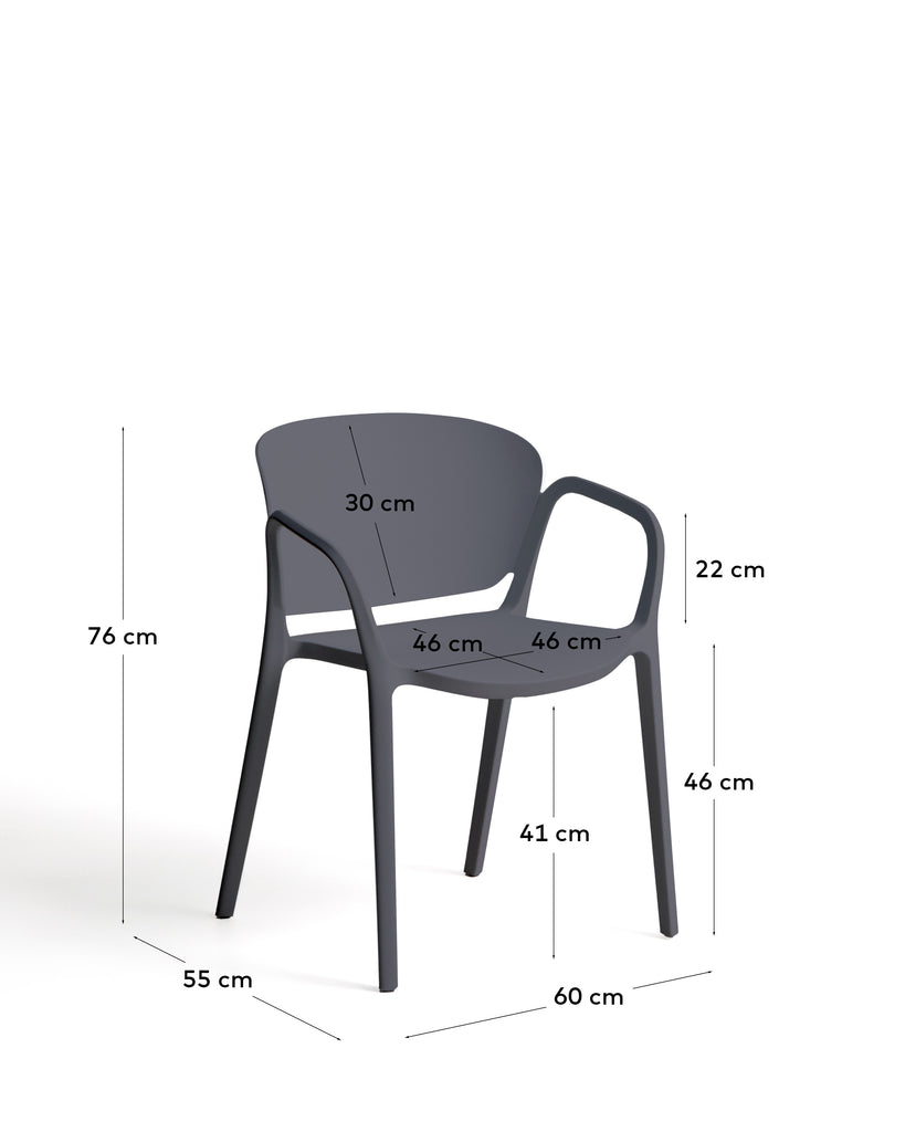 Chaise empilable d’extérieur Ania gris foncé