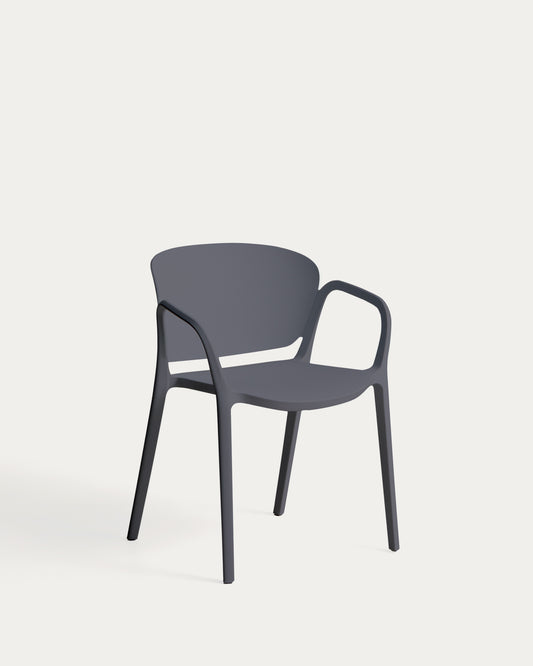 Chaise empilable d’extérieur Ania gris foncé