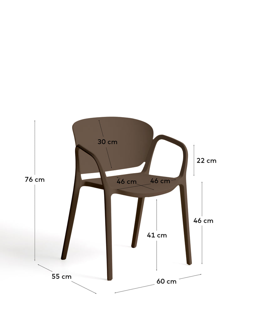 Chaise empilable d’extérieur Ania marron foncé