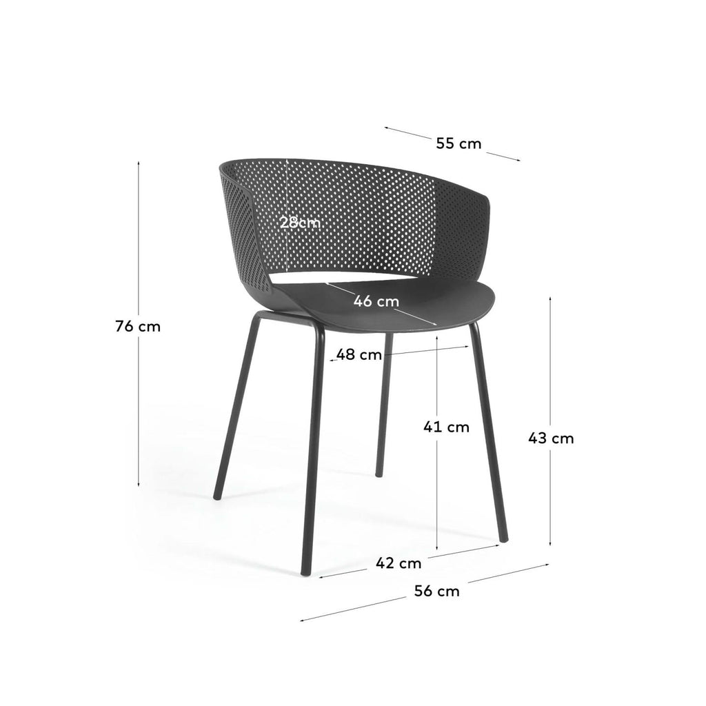 Chaise Yerai noire 100% pour l'extérieur