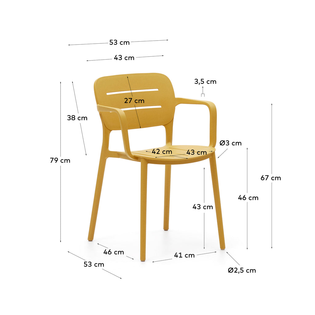 Chaise empilable d’extérieur Morella moutarde