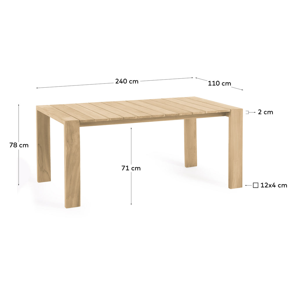 Table de jardin Victoire en bois de teck 240 x 110 cm