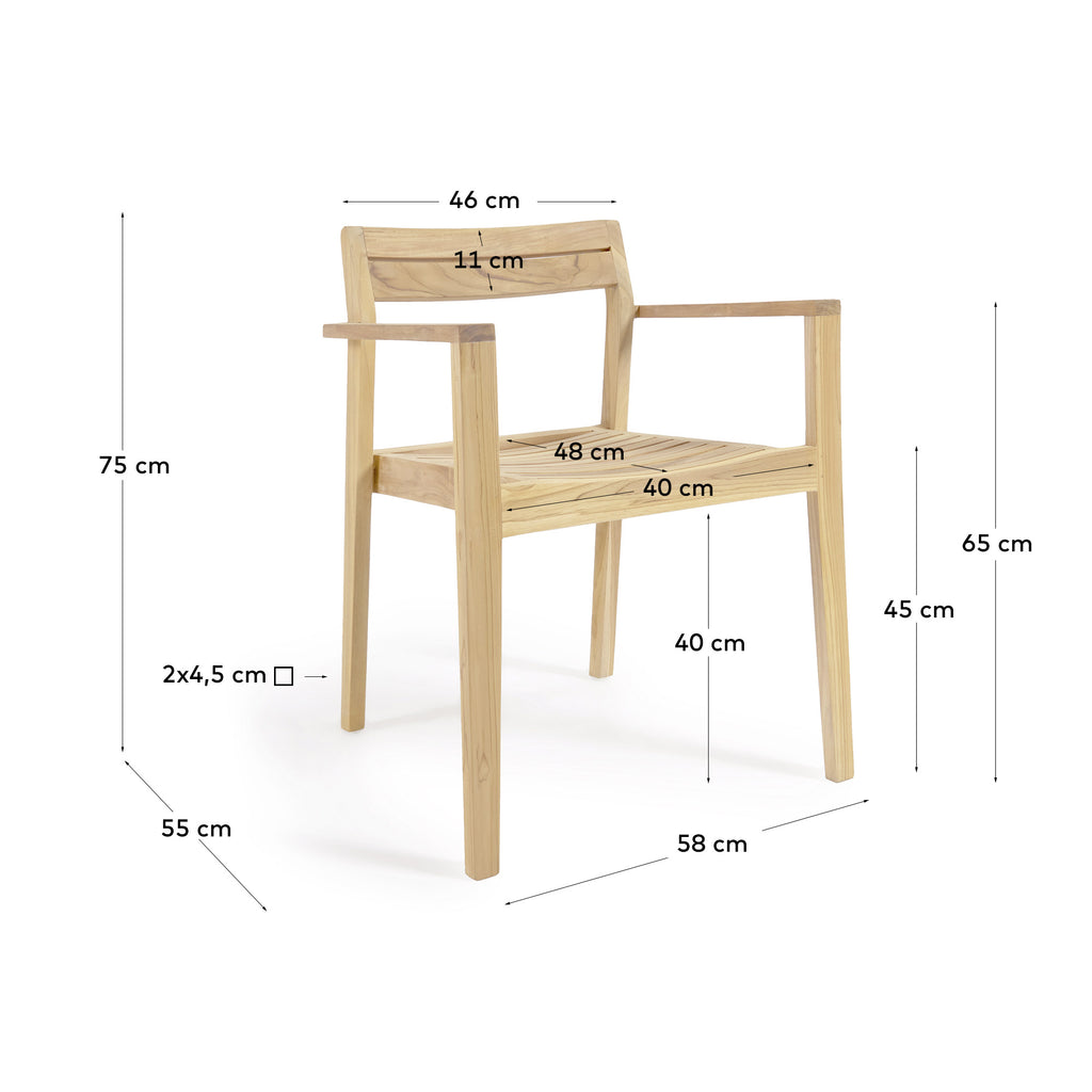 Chaise empilable d’extérieur Victoire en bois massif de teck